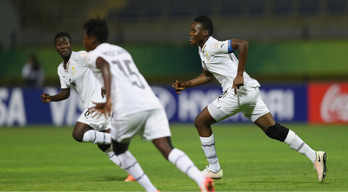 Captain extraodinaire Sandra Owusu-Ansah celebrates after scoring Ghana’s lone goal against Paraguay Captain extraodinaire Sandra Owusu-Ansah celebrates after scoring Ghana’s lone goal against Paraguay